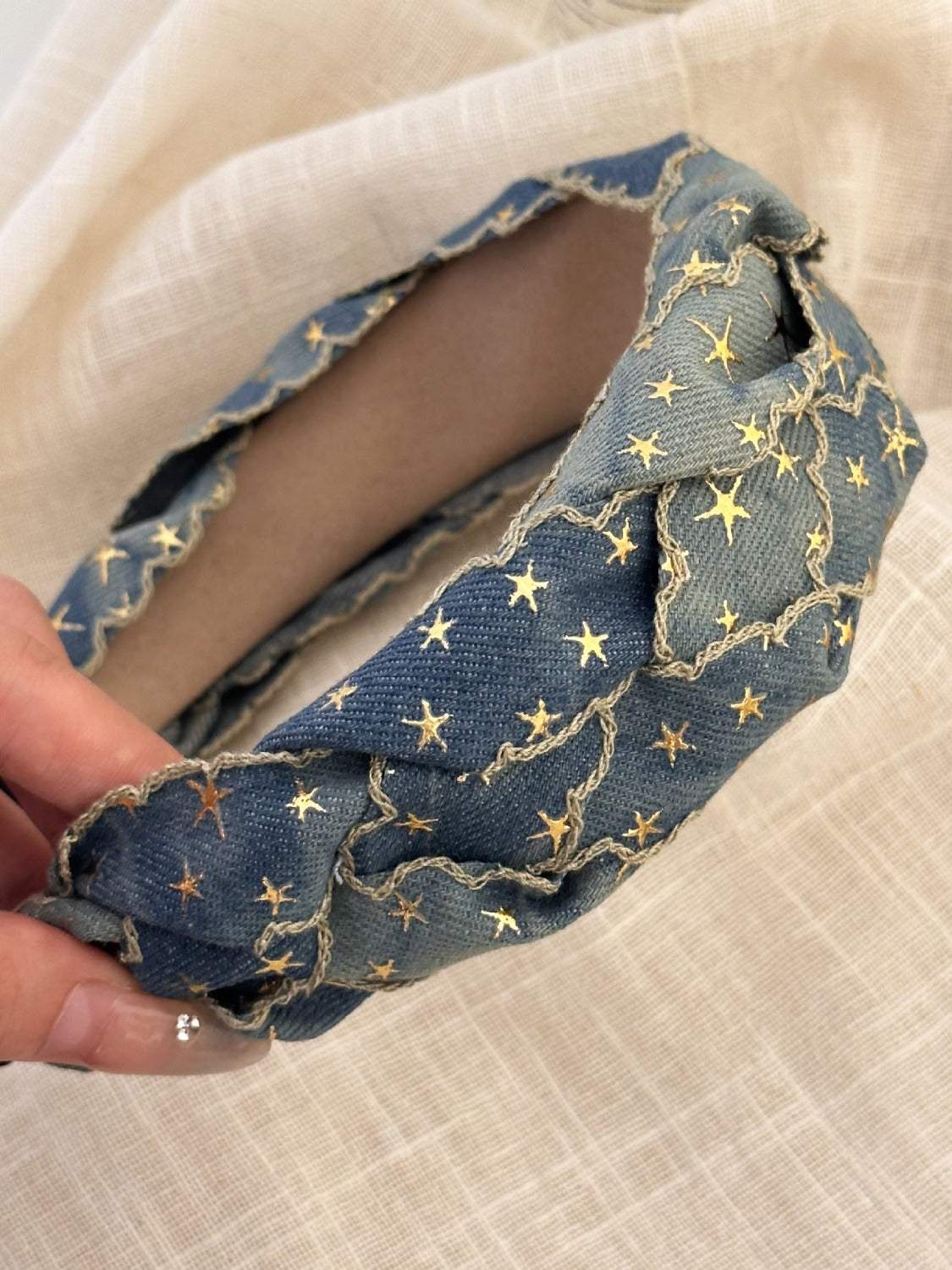 Star Braided Wide Denim Headband - Trendsi - Flyclothing LLC
