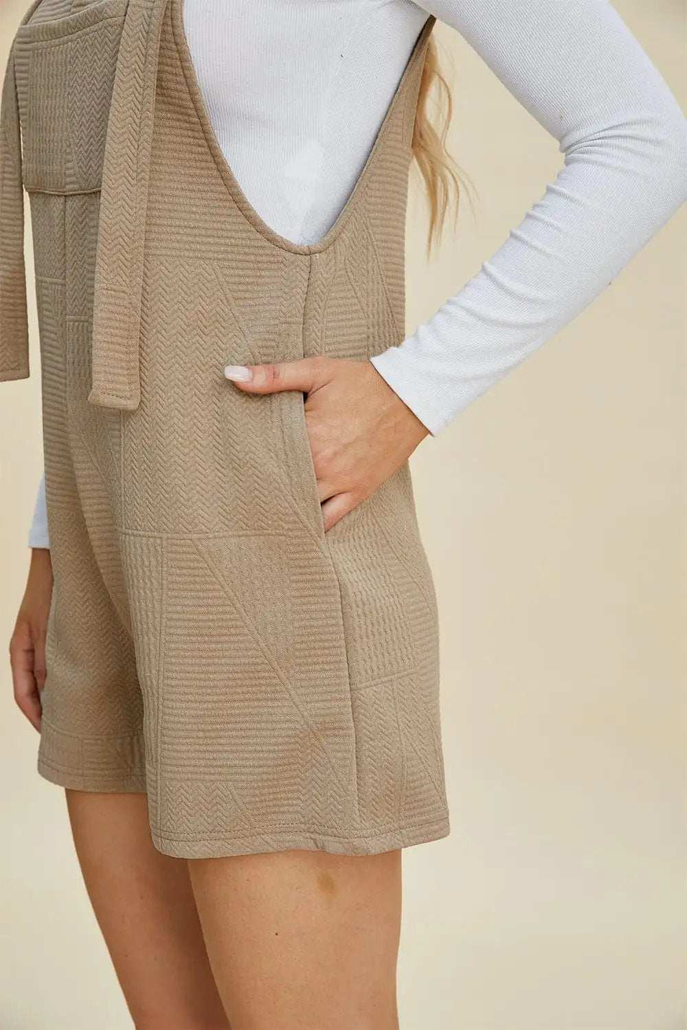 Double Take Full Size Texture Sleeveless Romper - Trendsi - Flyclothing LLC