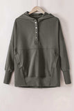 Quarter-Snap Dropped Shoulder Hoodie - Trendsi - Flyclothing LLC