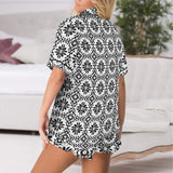 Baha Ranch Talavera Tile Mexican Print Southwest Satin Pajamas - Baha Ranch Western Wear - Flyclothing LLC
