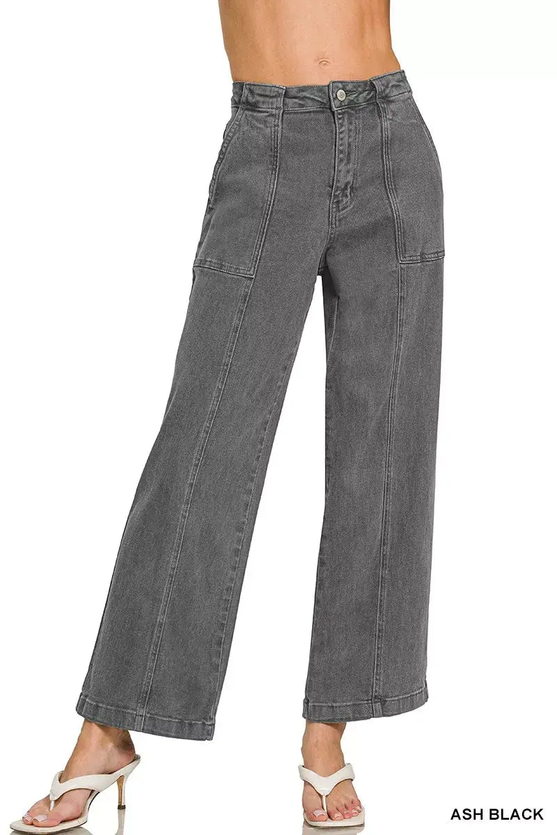 Zenana Straight Leg Utility Pocket Jeans - Trendsi - Flyclothing LLC