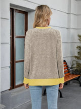 Contrast Trim Round Neck Long Sleeve T-Shirt - Trendsi - Flyclothing LLC