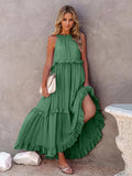Ruffled Sleeveless Tiered Maxi Dress with Pockets - Trendsi - Flyclothing LLC