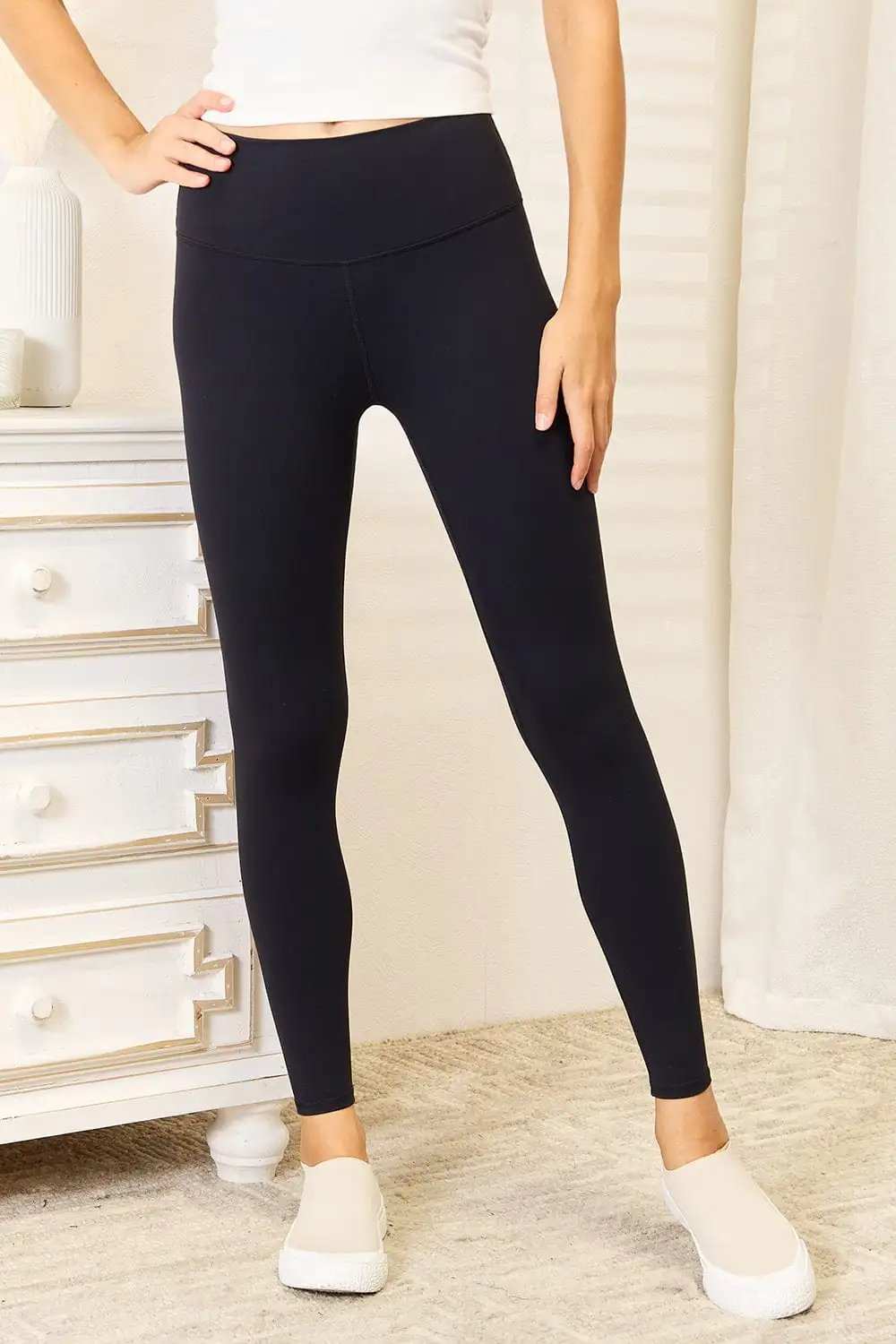 Double Take Wide Waistband Sports Leggings - Trendsi - Flyclothing LLC