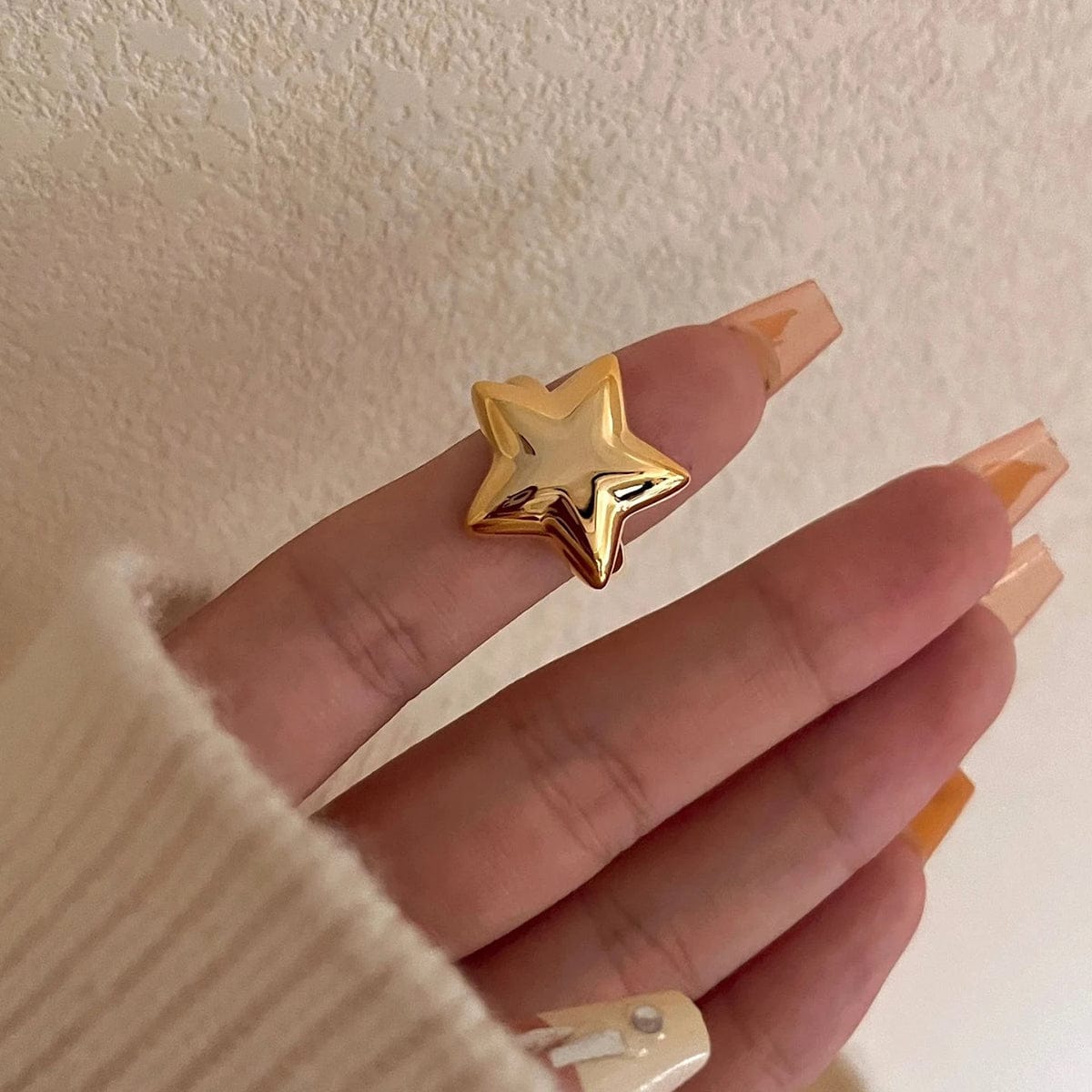 18K Gold-Plated Stainless Steel Star Ring - Trendsi