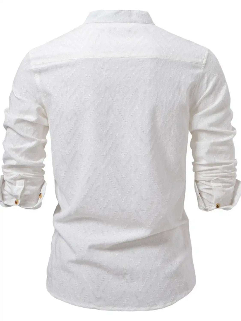 Men's Half Button Geometric Texture Collared Neck Shirt - Trendsi - Flyclothing LLC