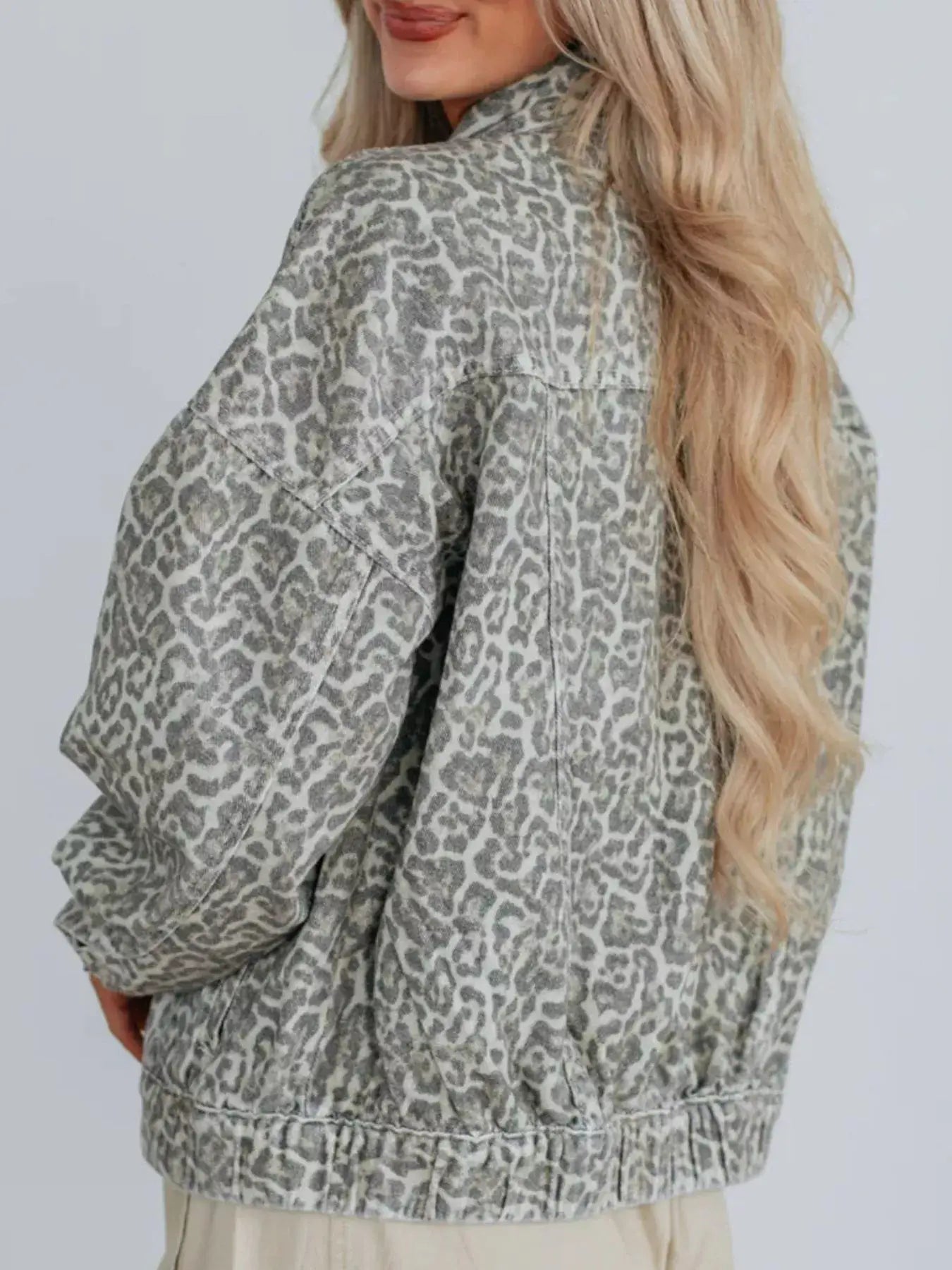 Leopard Button Up Denim Jacket - Trendsi - Flyclothing LLC