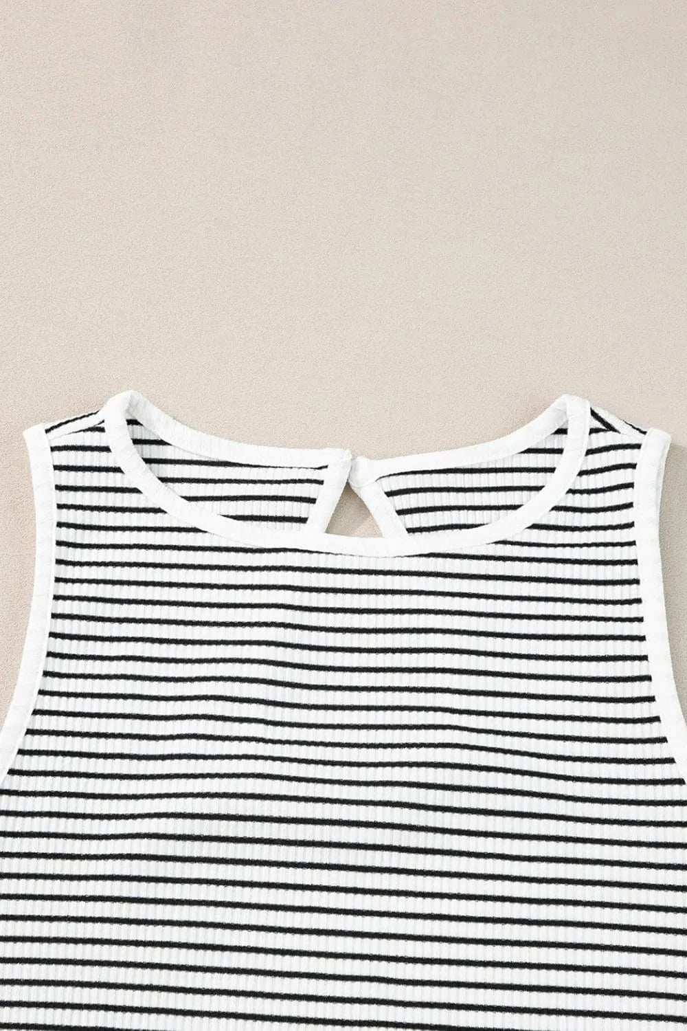 Striped Ribbed Round Neck Tank - Trendsi - Flyclothing LLC