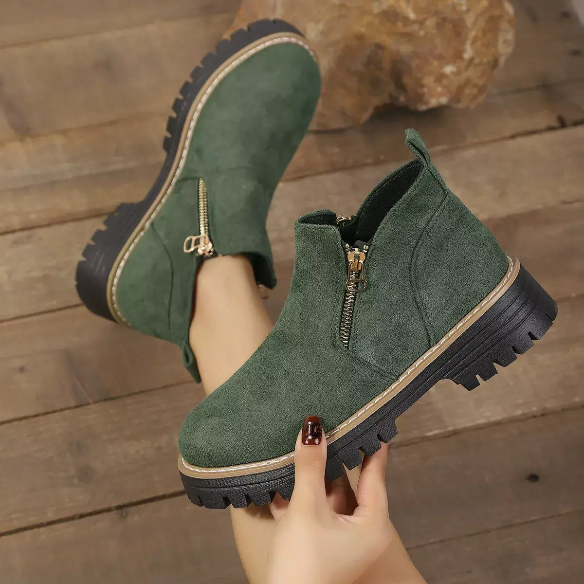 Round Toe Platform Boots - Trendsi - Flyclothing LLC