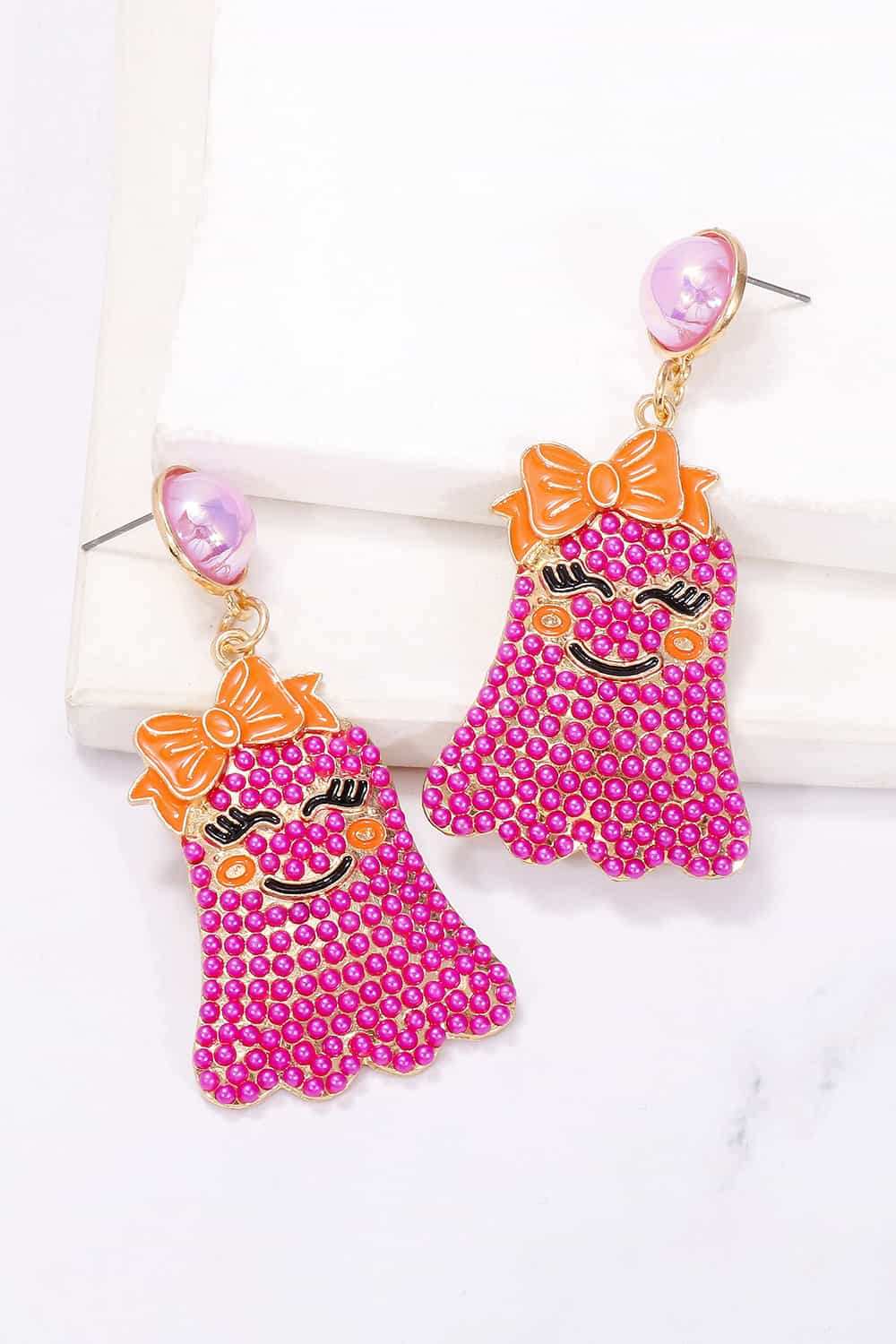 Smiling Ghost Shape Synthetic Pearl Earrings - Trendsi - Flyclothing LLC