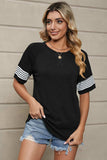 Striped Round Neck Short Sleeve T-Shirt - Trendsi - Flyclothing LLC