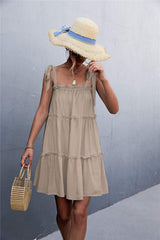Frill Tiered Tie Shoulder Mini Cami Dress - Trendsi - Flyclothing LLC