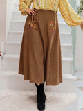 Plus Size Embroidered Pocketed High Waist Skirt - Trendsi - Flyclothing LLC