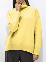Turtleneck Drop Shoulder Long Sleeve Sweater - Trendsi - Flyclothing LLC