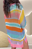Openwork Round Neck Dropped Shoulder Knit Cover-Up - Trendsi - Flyclothing LLC
