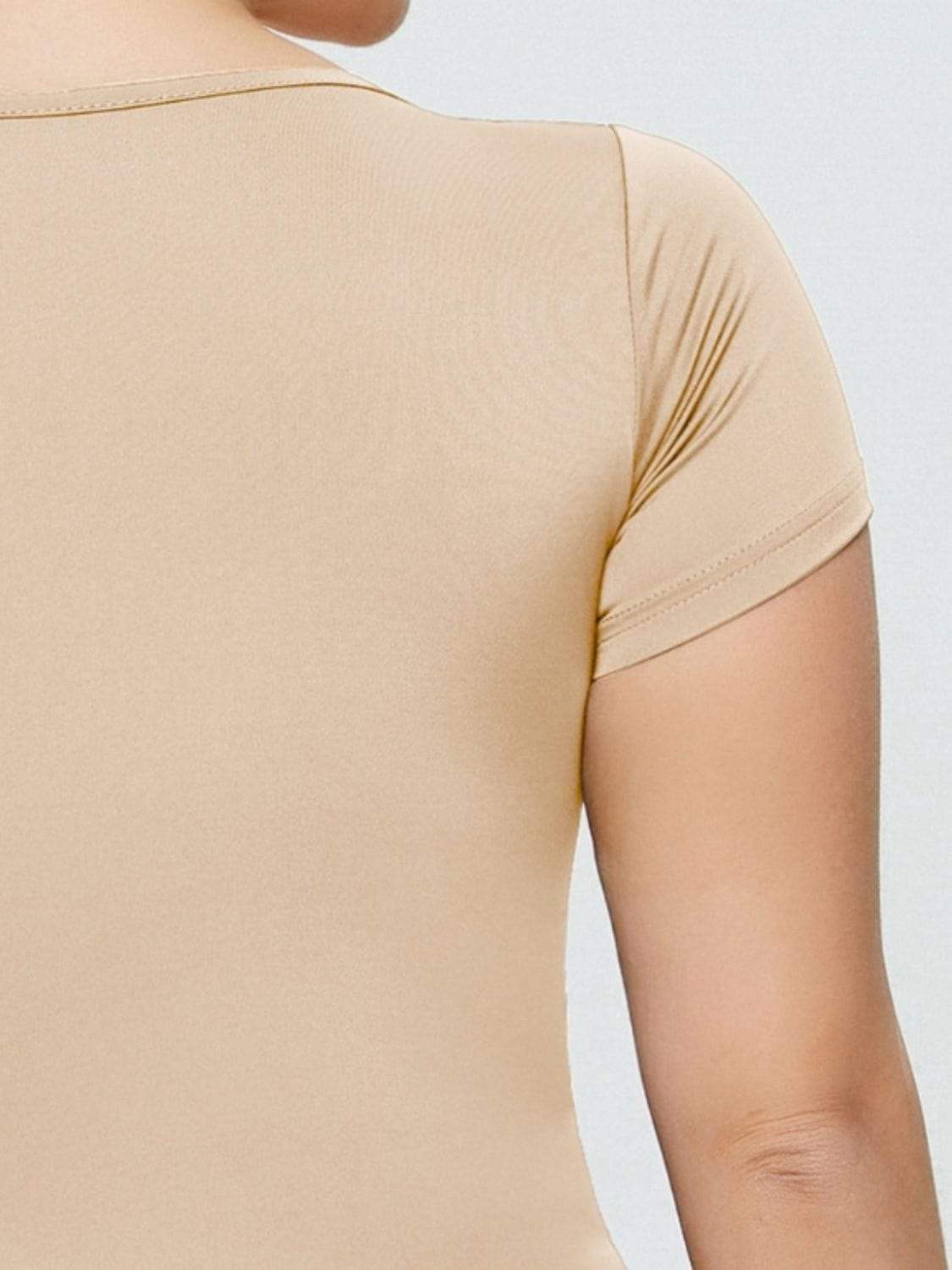 Full Size Square Neck Short Sleeve Bodysuit - Trendsi - Flyclothing LLC