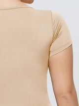 Full Size Square Neck Short Sleeve Bodysuit - Trendsi - Flyclothing LLC