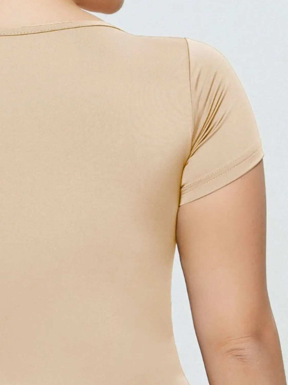 Full Size Square Neck Short Sleeve Bodysuit - Trendsi - Flyclothing LLC