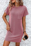 Ribbed Striped Short Sleeve Mini Tee Dress - Trendsi - Flyclothing LLC