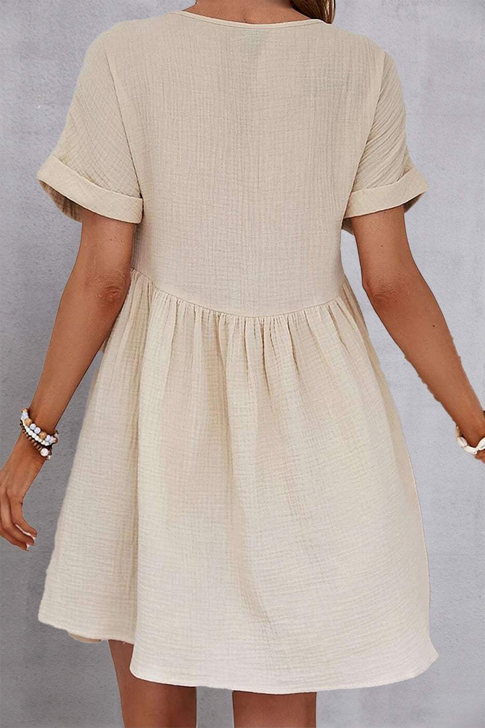 V-Neck Short Sleeve Dress - Trendsi - Flyclothing LLC