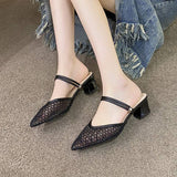 Point Toe Block Heel Sandals - Trendsi - Flyclothing LLC