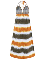 Tie-Dye Halter Neck Sleeveless Dress Trendsi