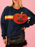 Halloween Sequin Round Neck Sweatshirt - Trendsi - Flyclothing LLC
