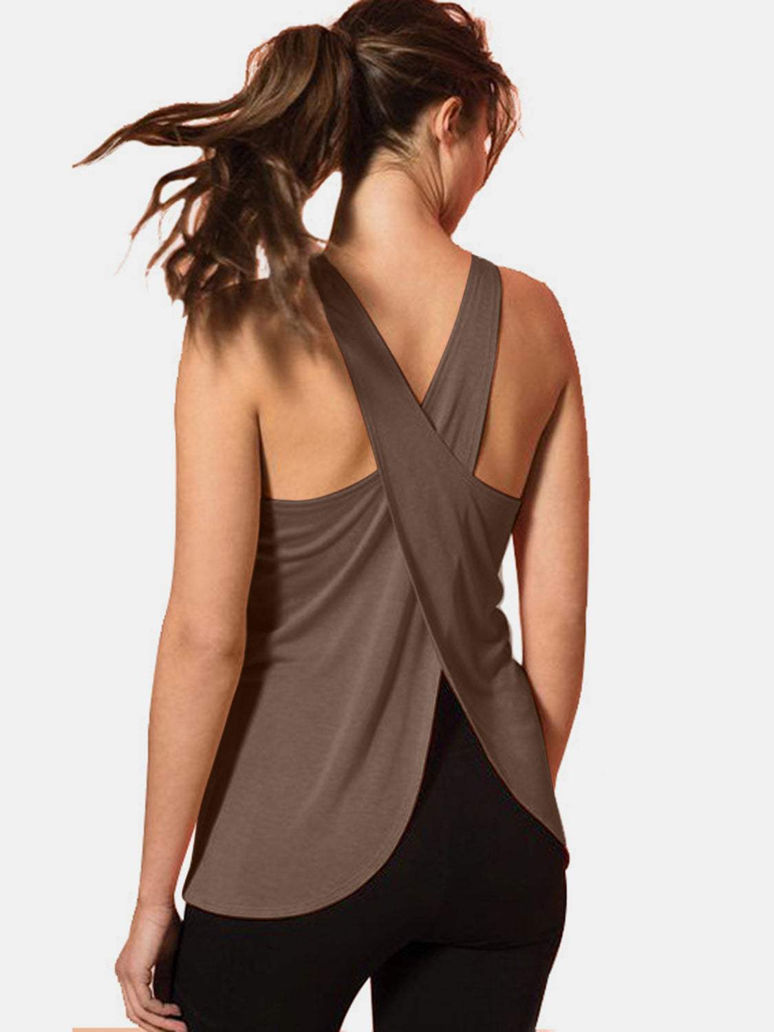 Crisscross Scoop Neck Active Tank - Trendsi - Flyclothing LLC