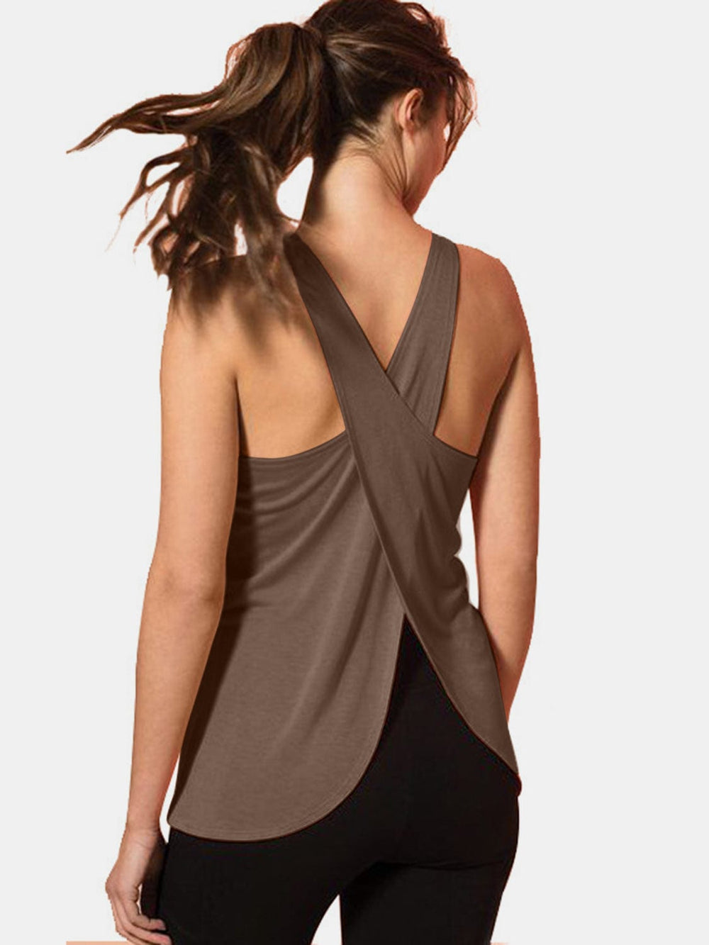 Crisscross Scoop Neck Active Tank - Trendsi