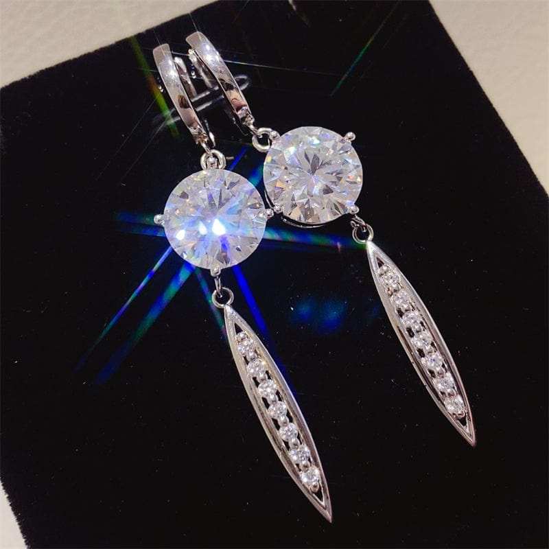 10 Carat Moissanite 925 Sterling Silver Earrings - Trendsi - Flyclothing LLC