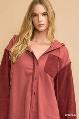 Umgee Washed French Terry Shacket - Trendsi - Flyclothing LLC
