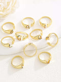 18K Gold-Plated Zircon Letter Ring - Trendsi - Flyclothing LLC