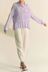 Davi & Dani Ruched All Over Button Front Shirt - Trendsi - Flyclothing LLC