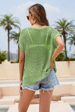 Double Take Openwork Round Neck Short Sleeve Knit Cover Up - Trendsi - Flyclothing LLC