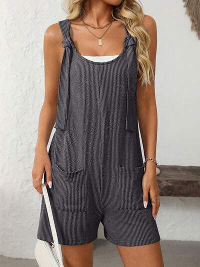 Mandy Texture Adjustable Strap Overalls with Pockets - Trendsi - Flyclothing LLC