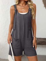 Mandy Texture Adjustable Strap Overalls with Pockets - Trendsi - Flyclothing LLC