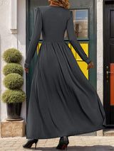 Lace Detail Slit V-Neck Long Sleeve Dress - Trendsi - Flyclothing LLC