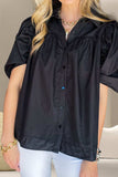 Button Up Collared Neck Short Sleeve Shirt - Trendsi - Flyclothing LLC