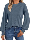 Round Neck Long Sleeve Top - Trendsi - Flyclothing LLC
