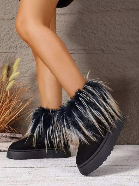 Round Toe Platform Boots - Trendsi - Flyclothing LLC