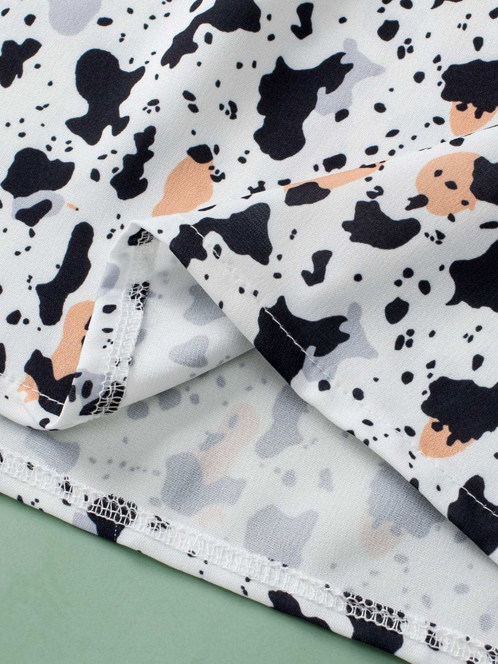 Ruffled Printed Mock Neck Cap Sleeve Blouse - Trendsi - Flyclothing LLC