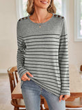 Lovelet Striped Round Neck Long Sleeve T-Shirt - Trendsi - Flyclothing LLC