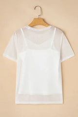 V-Neck Cami and Round Neck Short Sleeve Cover Up Set - Trendsi - Flyclothing LLC