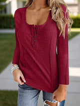 Full Size Scoop Neck Long Sleeve T-Shirt - Trendsi - Flyclothing LLC