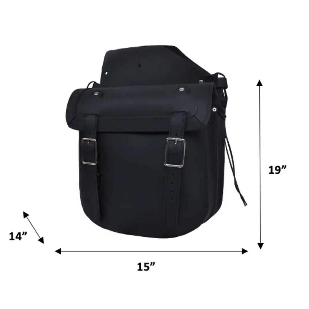 Black - Leather Saddler Bag - Unik Just for Bikers - Flyclothing LLC