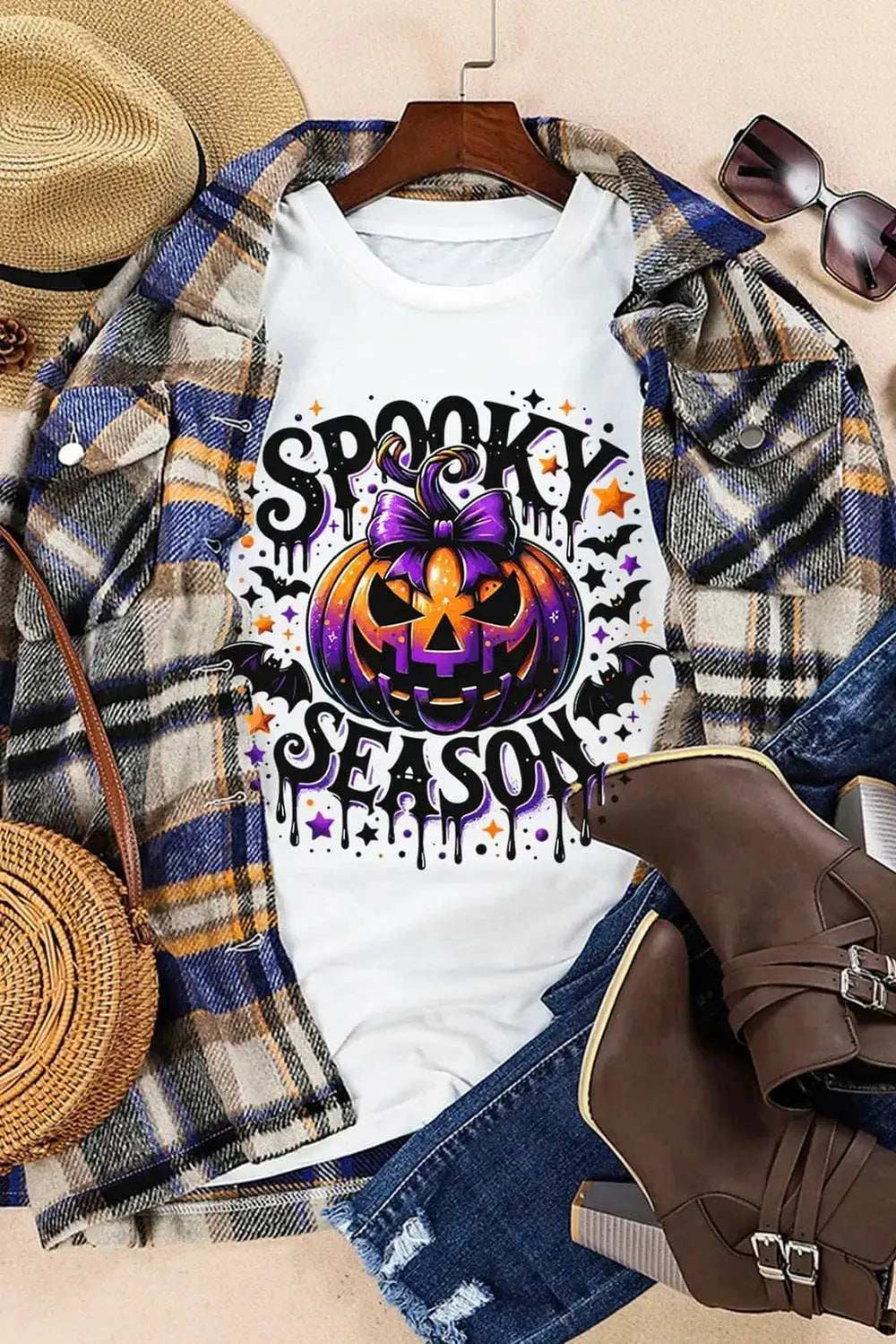 Full Size Jack-O'-Lantern Graphic Round Neck Short Sleeve T-Shirt - Trendsi - Flyclothing LLC