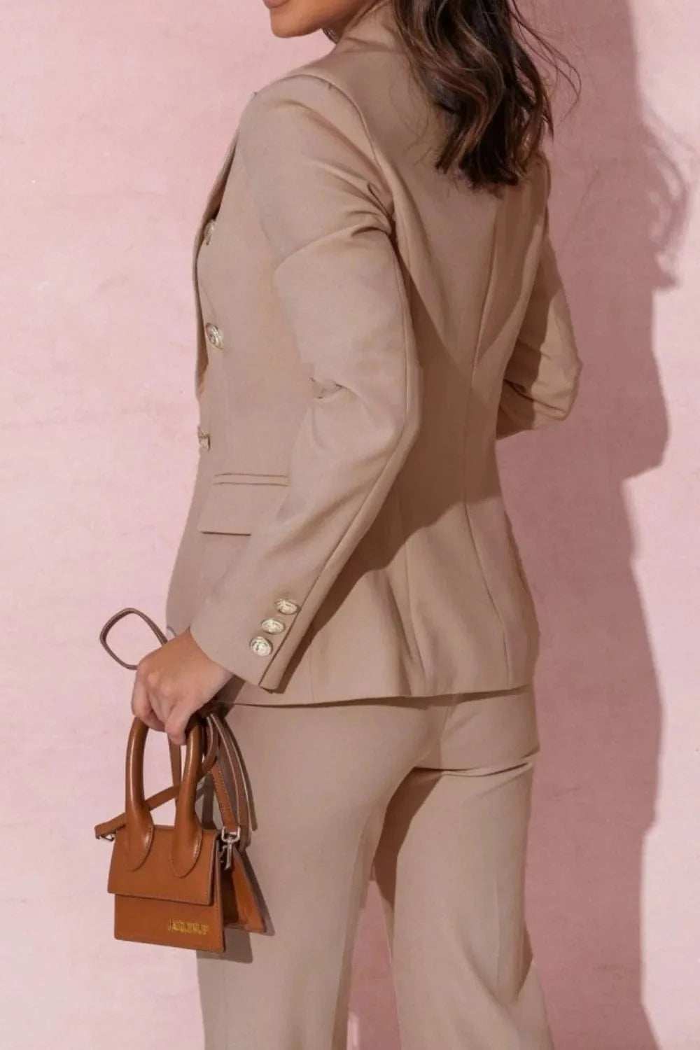 Full Size Lapel Collar Long Sleeve Blazer and Pants Set Plus Size - Trendsi - Flyclothing LLC