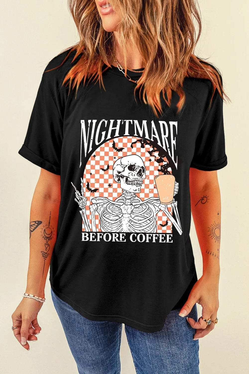 Graphic Round Neck Short Sleeve T-Shirt - Trendsi - Flyclothing LLC