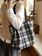 Plaid Pattern Casual Tote Bag - Trendsi - Flyclothing LLC