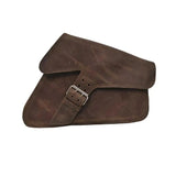 Brown - Left Side Leather Swing Arm Bag - Unik Just for Bikers